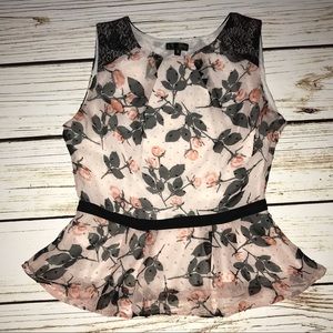 LovPosh Peplum Floral & Lace Top